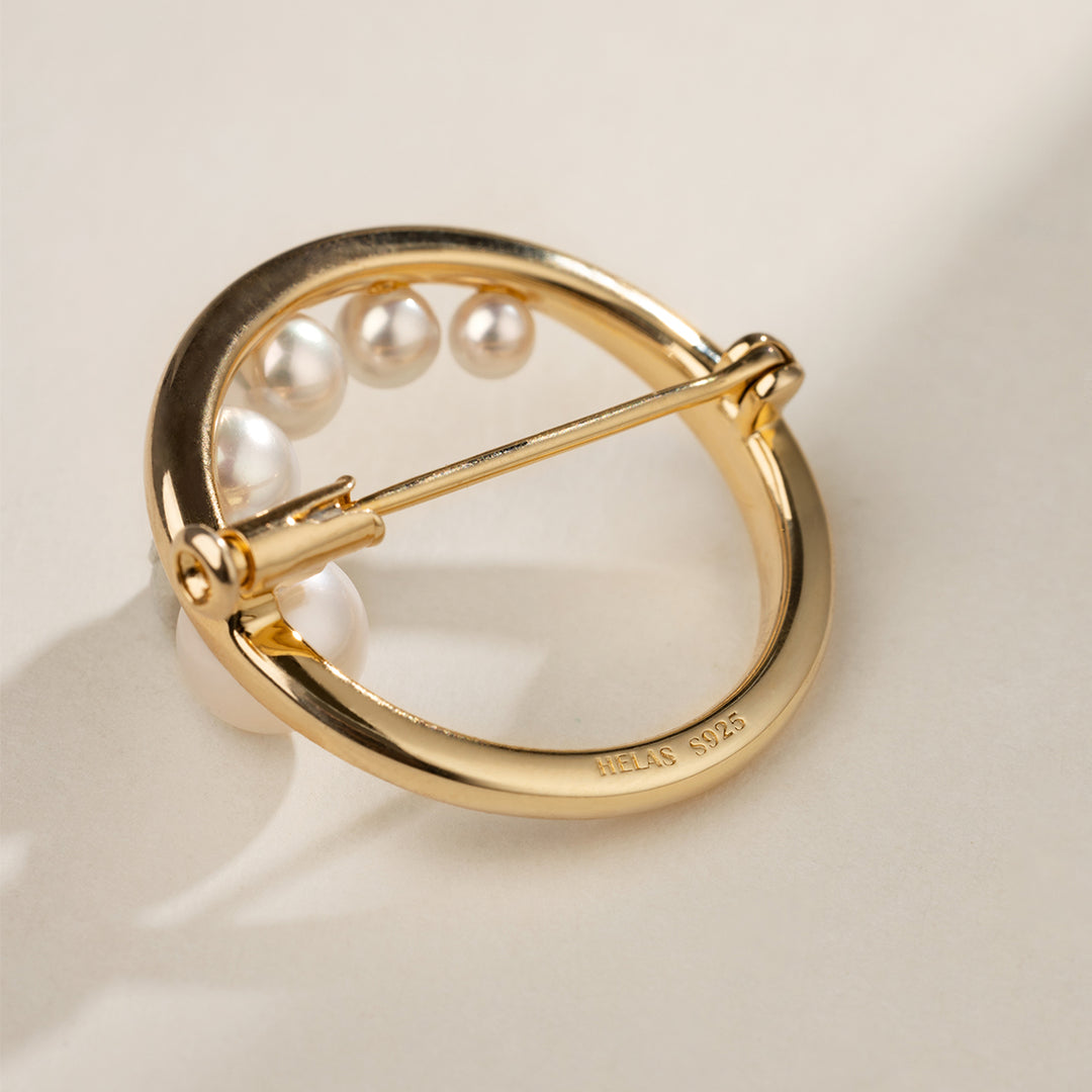Freshwater Pearl 925 Sterling Silver Waltz Style Brooch