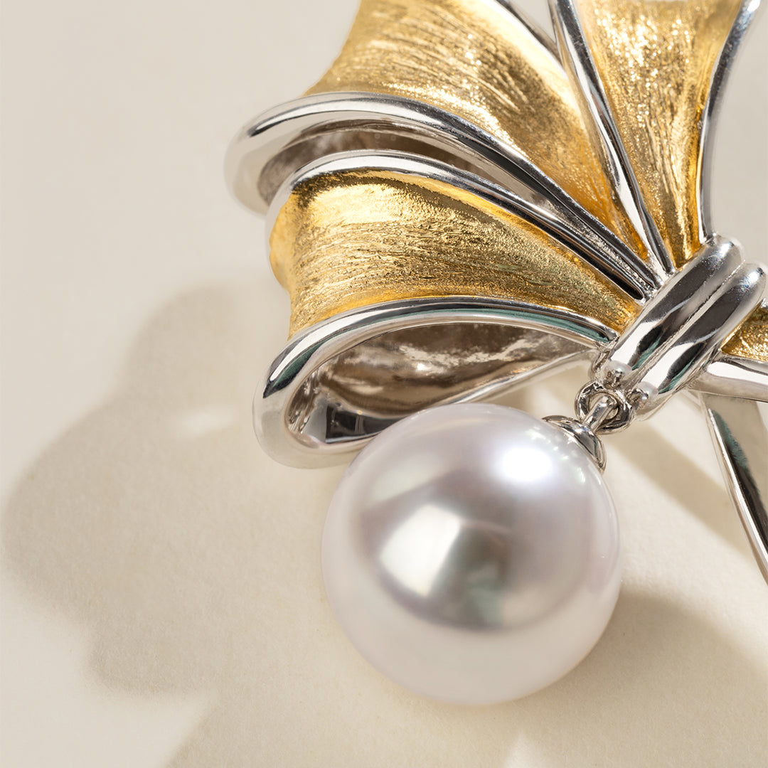 Freshwater Edison Pearl 925 Sterling Silver Lustrous Butterfly Brooch