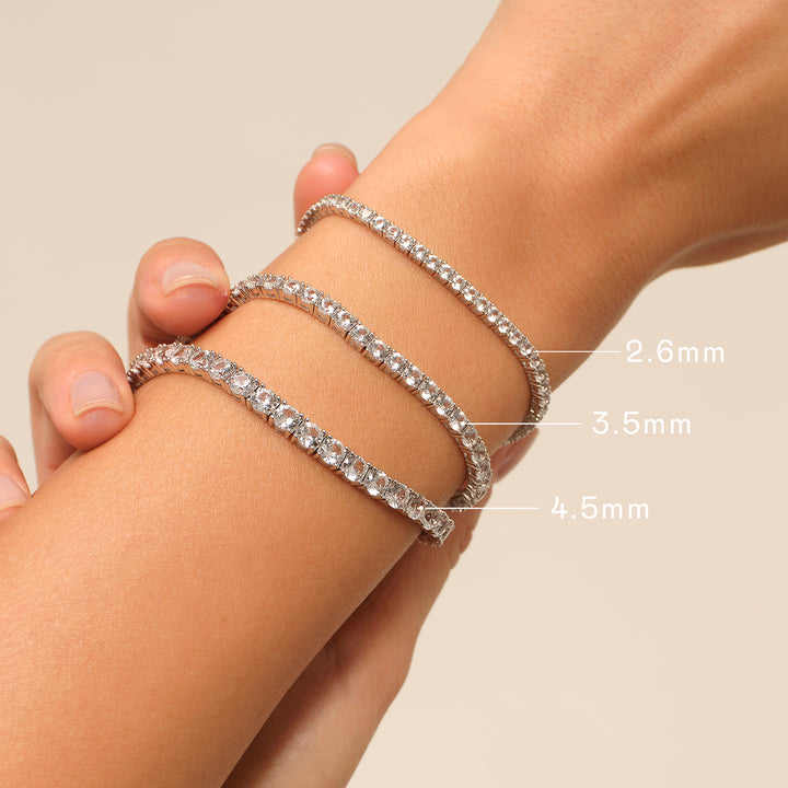 925 Sterling Silver Lab-Grown White Sapphire Tennis Bracelet