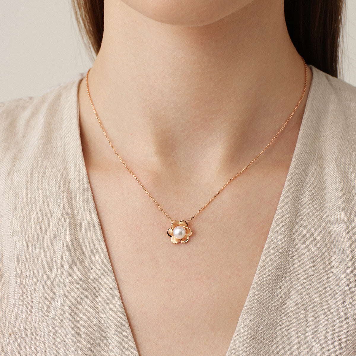Freshwater Pearl 10K 14K Rose Gold Bloom Dew Necklace