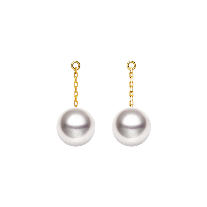Akoya Pearl 18K Gold Ear Stud Ear Thread Drop Earring Chains