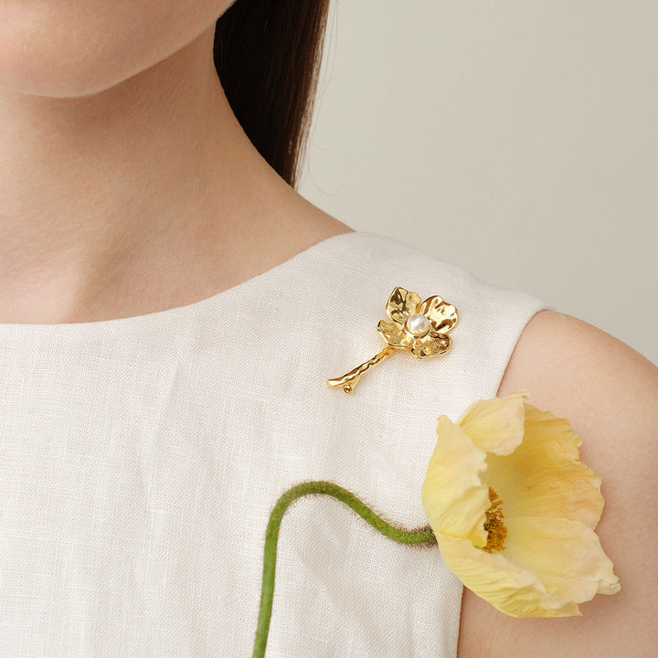 Freshwater Pearl 925 Sterling Silver Wild Bloom Brooch