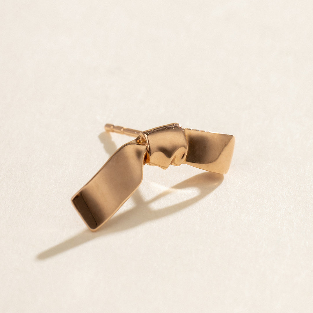 10K Rose Gold Ribbon Design Stud Earrings