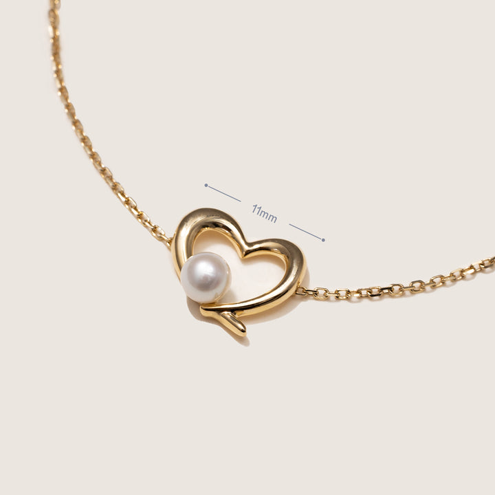 Freshwater Pearl 9K Gold Heart Romance Bracelet