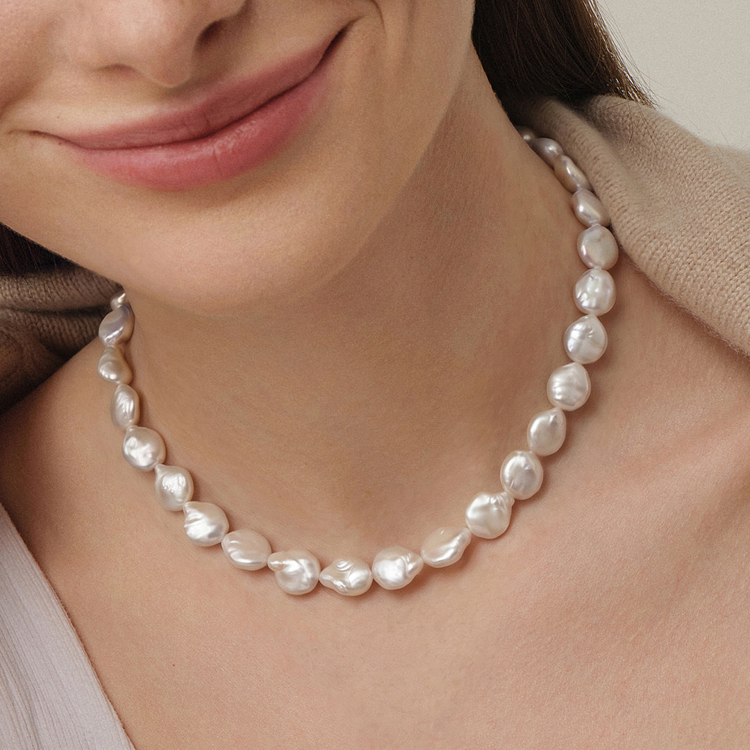 Freshwater Coin Pearl 925 Sterling Silver Toggle Clasp Design Necklace