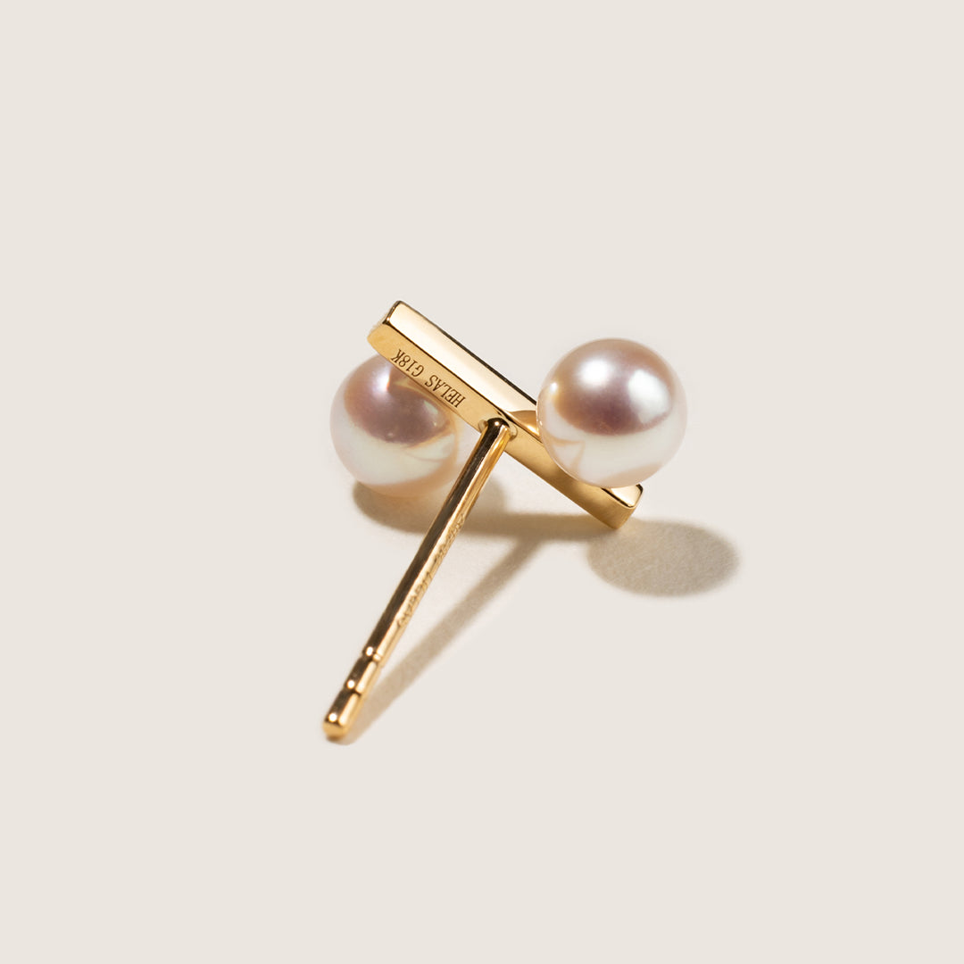 Freshwater Pearl 10K Yellow Gold Percentage Design Stud Earrings