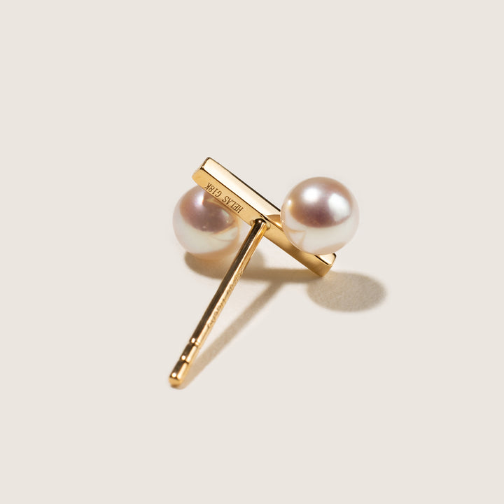 Freshwater Pearl 10K Yellow Gold Percentage Design Stud Earrings
