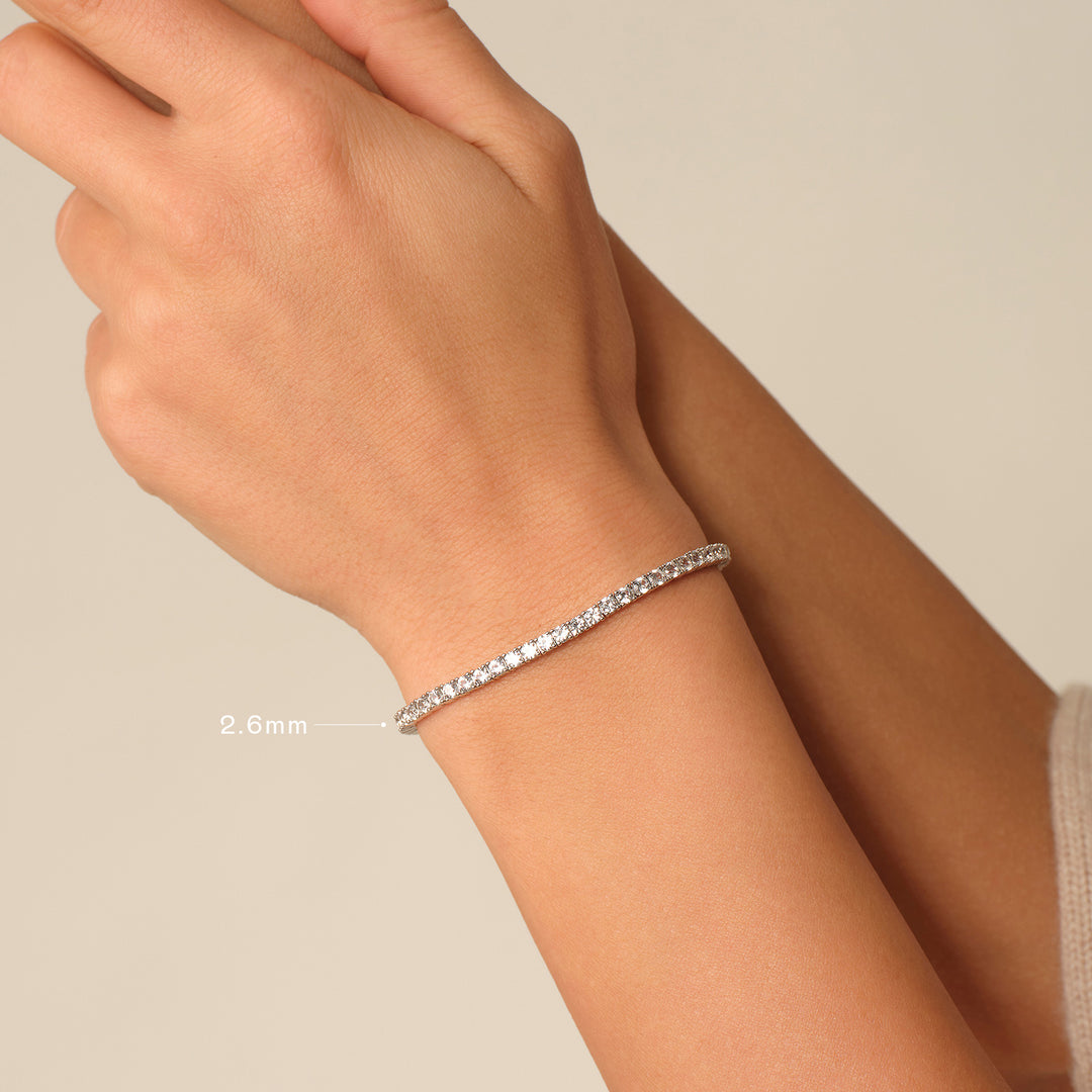 925 Sterling Silver Lab-Grown White Sapphire Tennis Bracelet