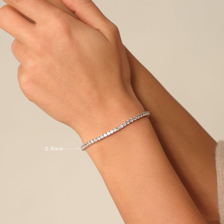 925 Sterling Silver Lab-Grown White Sapphire Tennis Bracelet