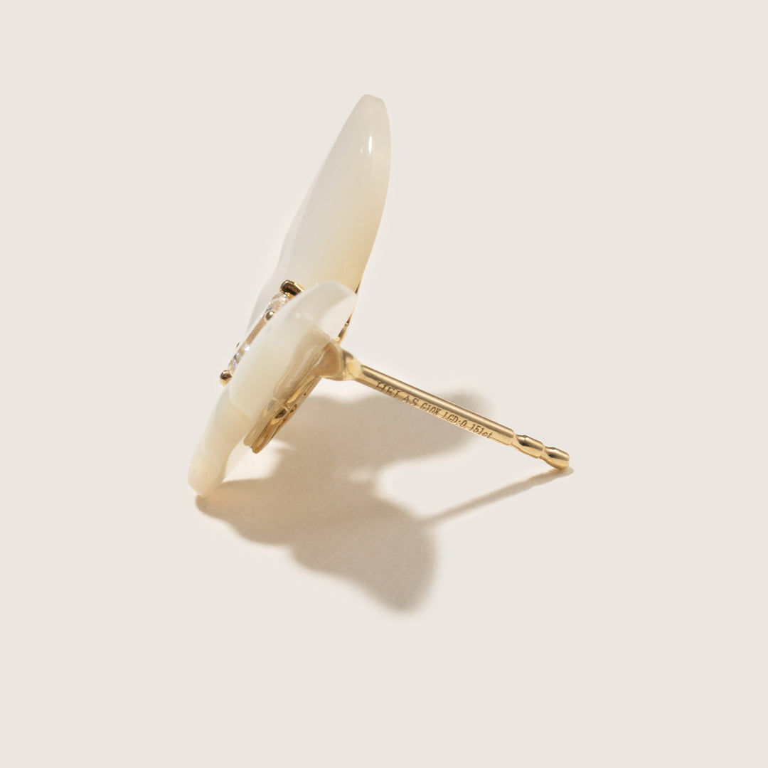 Mother-of-Pearl 9K Gold Lab-Grown Diamond Butterfly Sugar Cube Stud Earrings