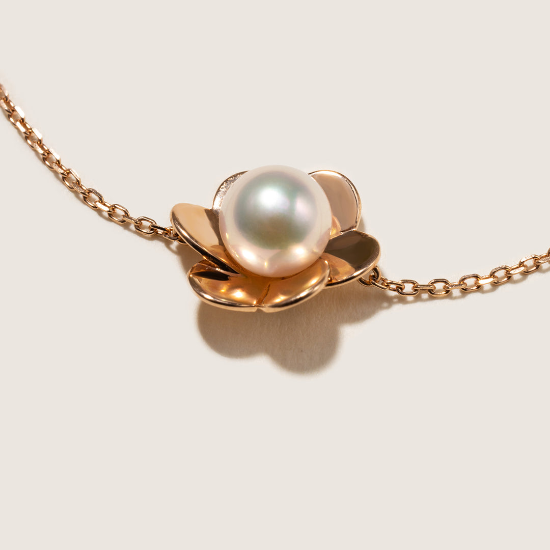 Freshwater Pearl 9K Rose Gold Bloom Dew Bracelet