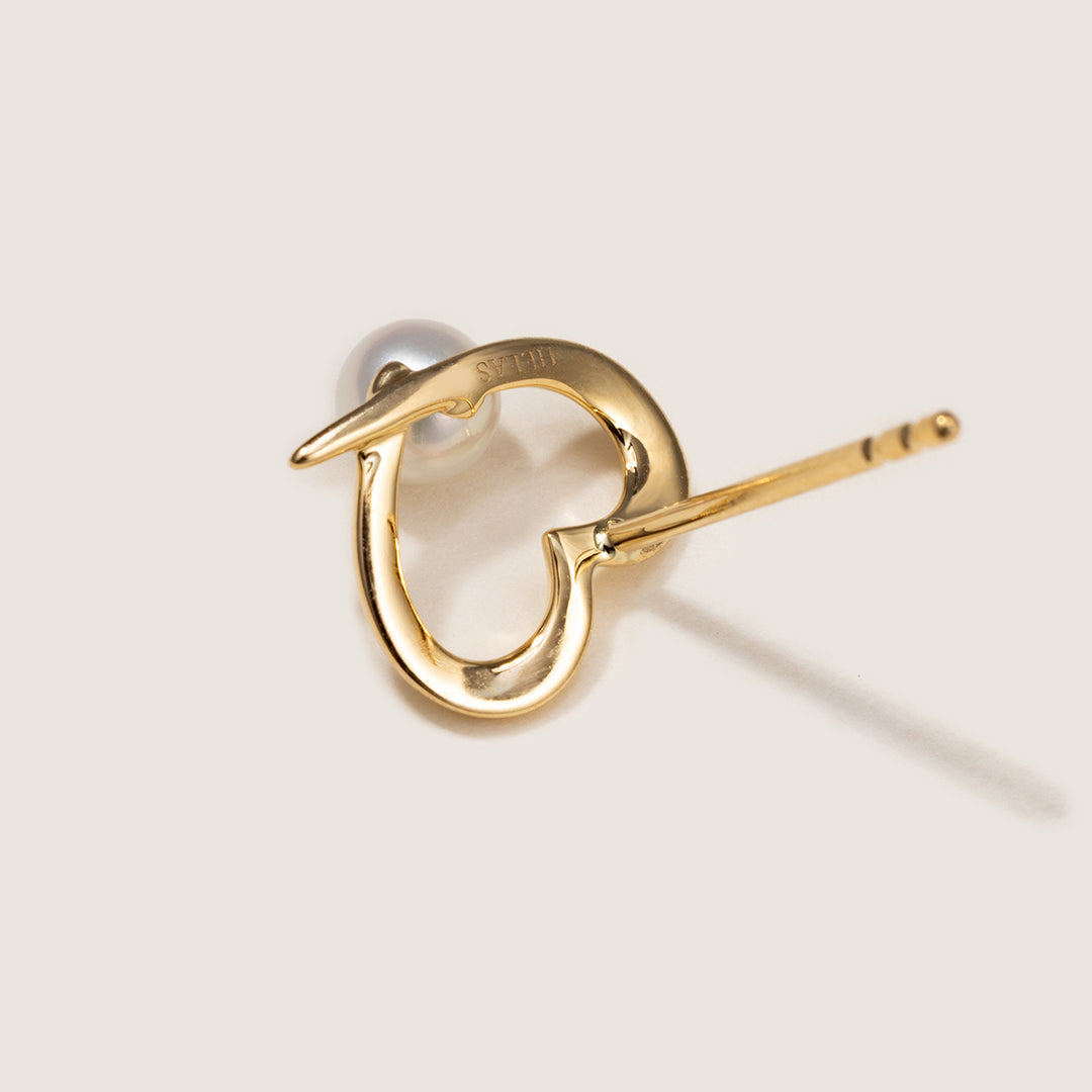 Freshwater Pearl 9K Gold Heart Romance Studs Earrings