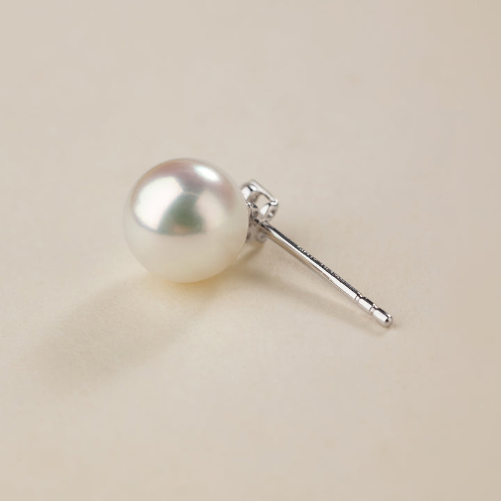 Akoya Pearl 10K White Gold Diamond Clover Stud Earrings