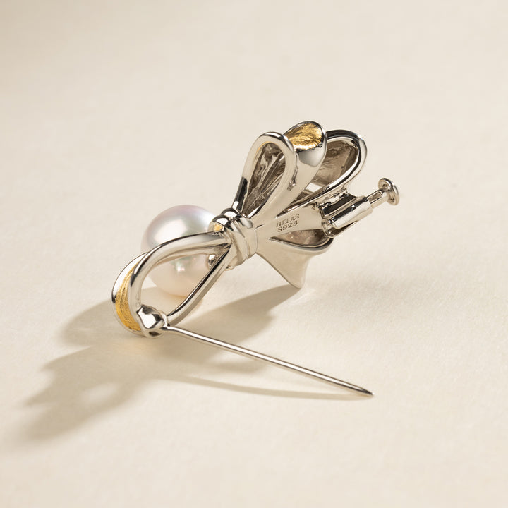 Freshwater Edison Pearl 925 Sterling Silver Lustrous Butterfly Brooch