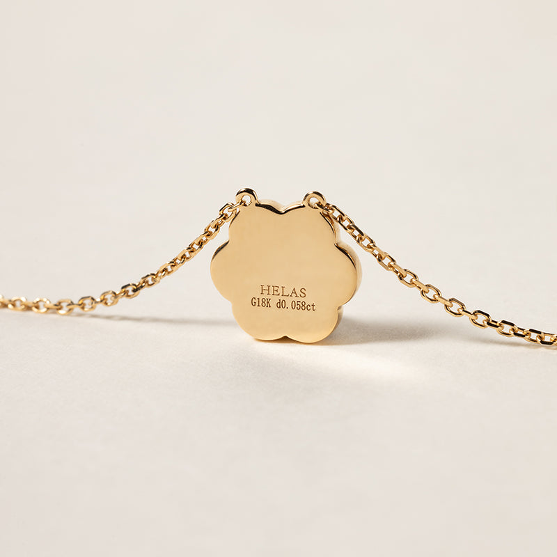 Mother-daughter Matching 18K Gold Enamel Diamond Petite Flower Necklace