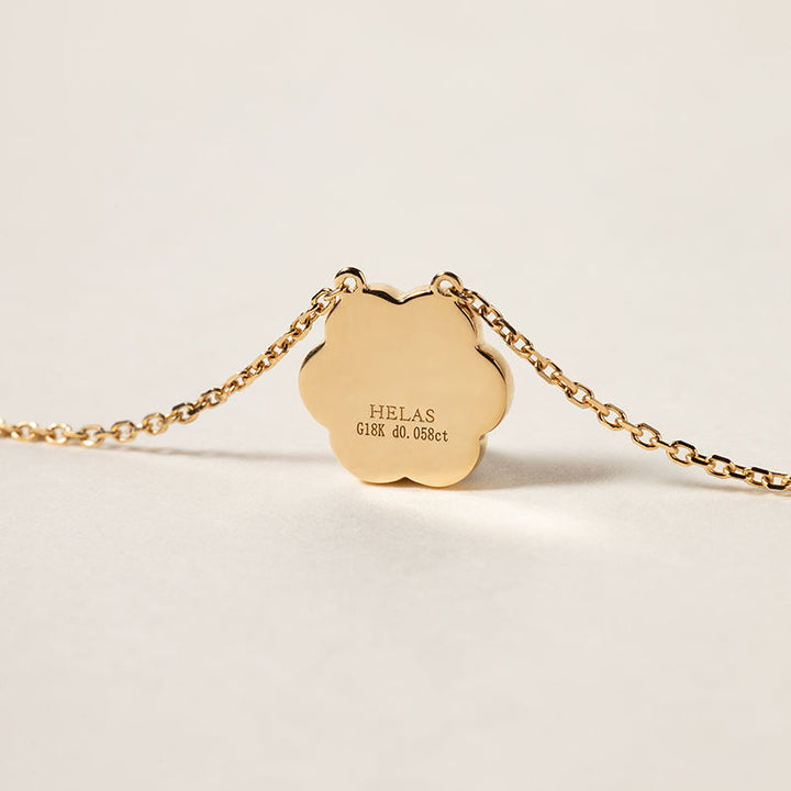 Mother-daughter Matching 18K Gold Enamel Diamond Petite Flower Necklace