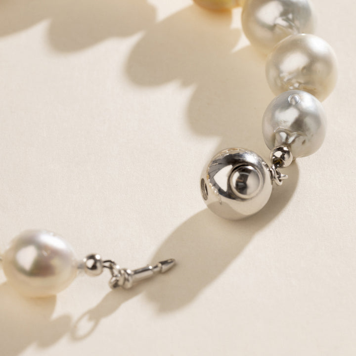 Baroque South Sea Pearl 925 Sterling Silver Ball Clasp Mixed Color Bracelet