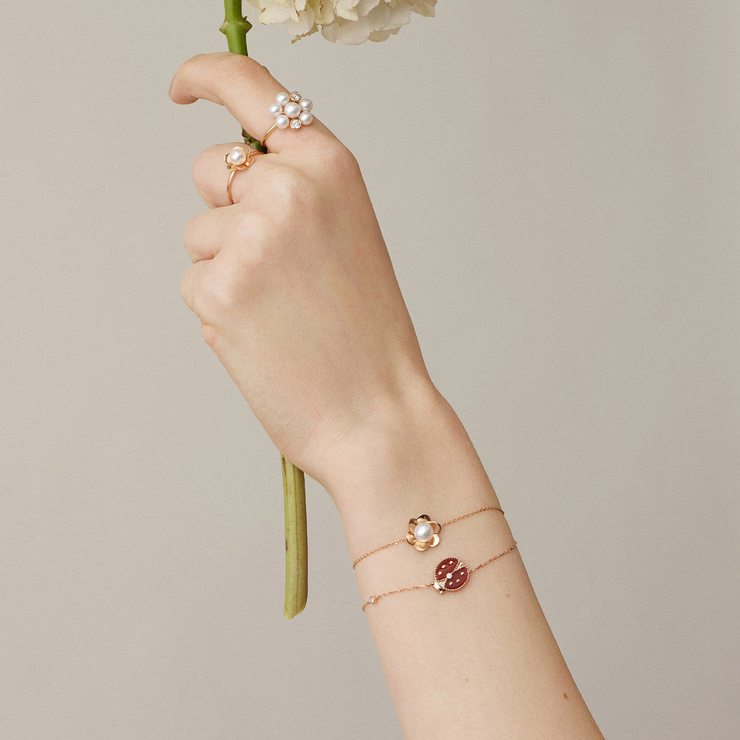 Freshwater Pearl 9K Rose Gold Bloom Dew Bracelet