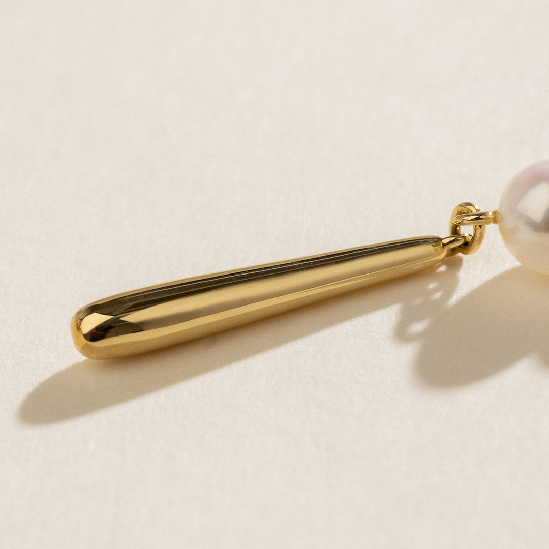 Freshwater Pearl 10K Yellow Gold Triple Drop Tassel Pendant Necklace