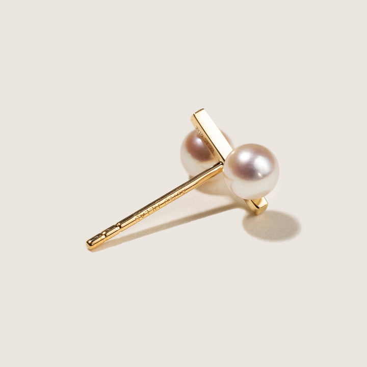 Freshwater Pearl 10K Yellow Gold Percentage Design Stud Earrings