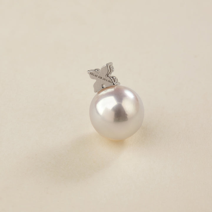 Akoya Pearl 10K White Gold Diamond Clover Pendant Necklace