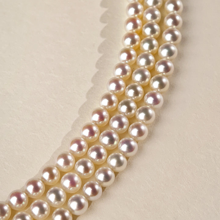 GUILD Certificate Noble Aurora Freshwater Pearl 18K Gold H Mark Strand Necklace