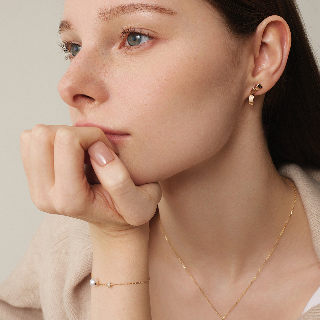 10K Rose Gold Ribbon Design Stud Earrings