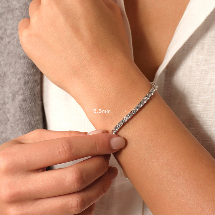 925 Sterling Silver Lab-Grown White Sapphire Tennis Bracelet