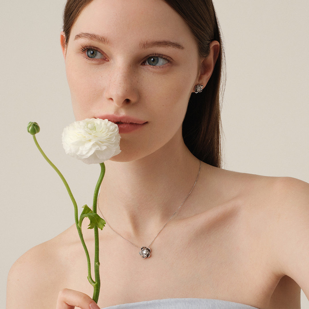 9K White Gold Lab-Grown Diamond Jasmine Stud Earrings