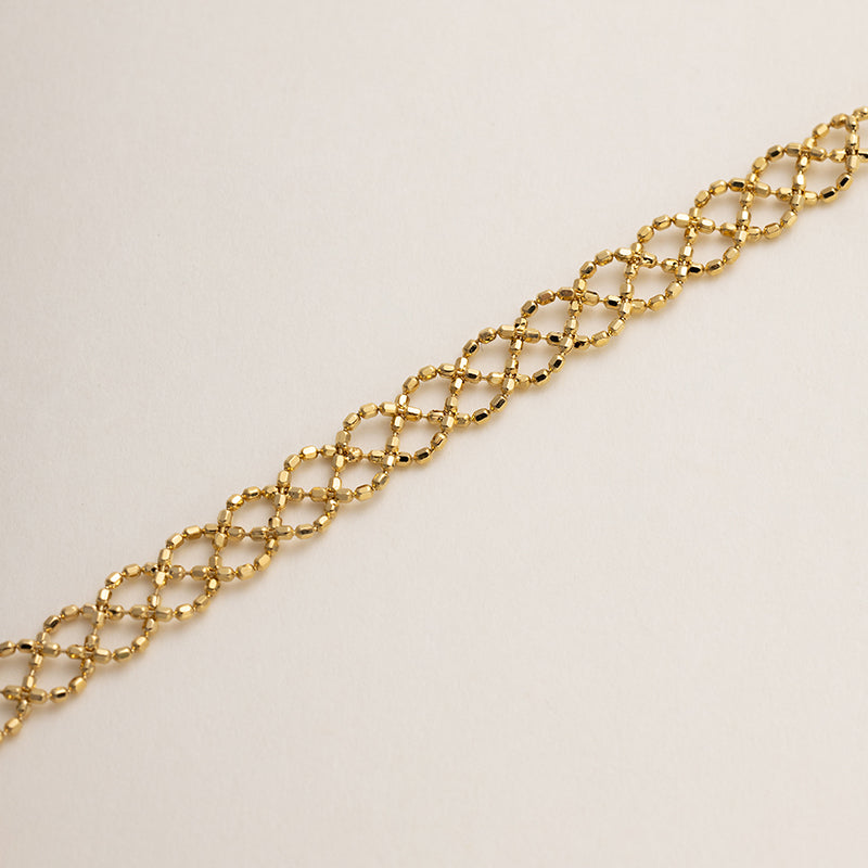 Mabe Pearl 18K Gold Woven Beaded Chain Bracelet