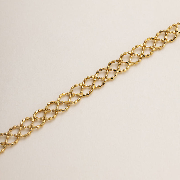 Mabe Pearl 18K Gold Woven Beaded Chain Bracelet