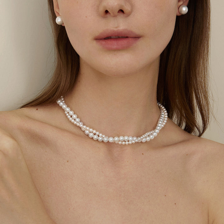 GUILD Certificate Noble Aurora Freshwater Pearl 18K Gold H Mark Strand Necklace