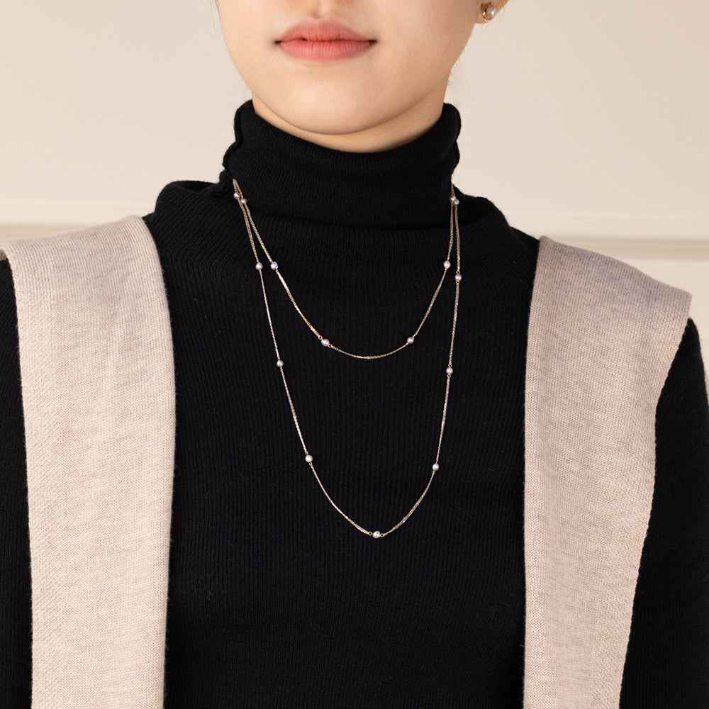 Akoya Baroque Pearl 18K Gold Star Dot Necklace - HELAS Jewelry