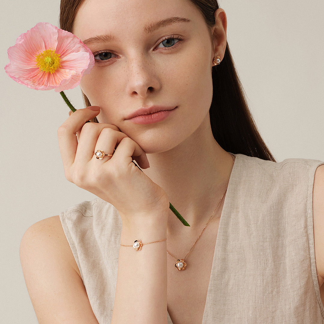 Freshwater Pearl 9K Rose Gold Bloom Dew Ring