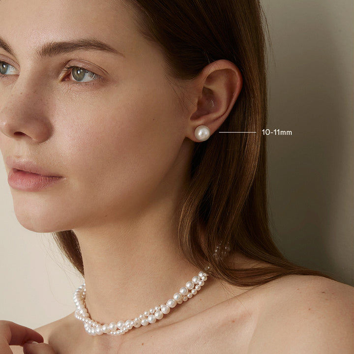 Freshwater Pearl 925 Sterling Silver Classic Studs Earrings