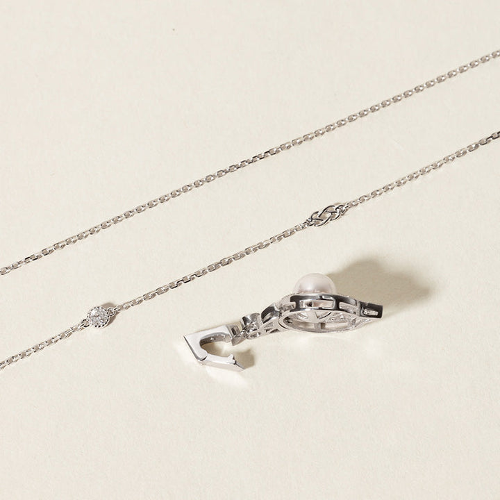 Akoya Pearl necklace 18K White Gold Diamond Midnight in Paris