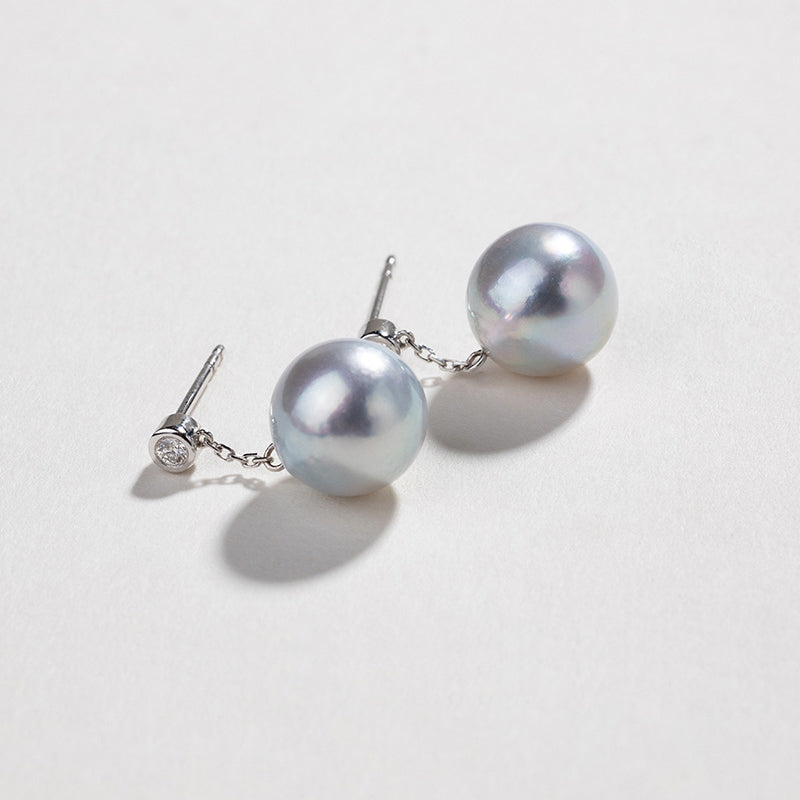 Glacier Blue Baroque Diamond 18K Gold Chain Earrings