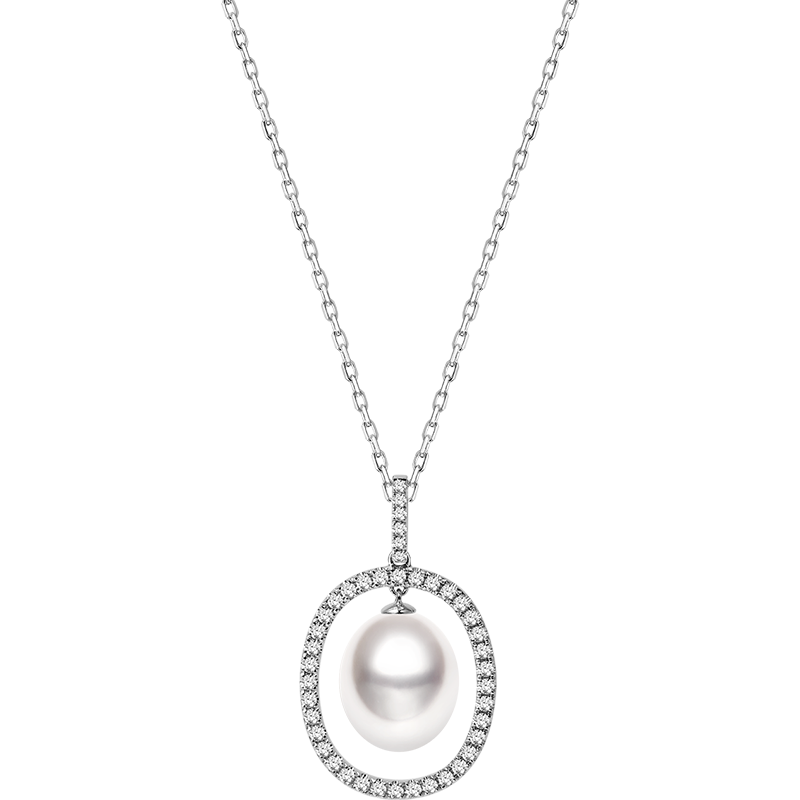 Teardrop South Sea Pearl 18K Diamond Circle Pendant Necklace