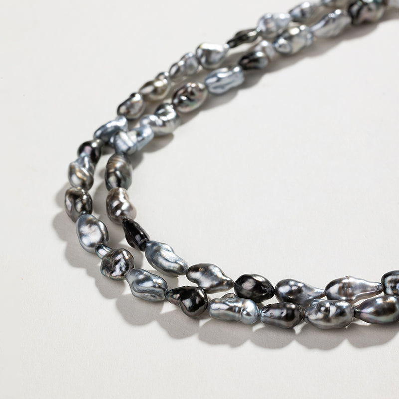 Keshi 18K Irregular Long Strand Bead Fashion Sweater Necklace