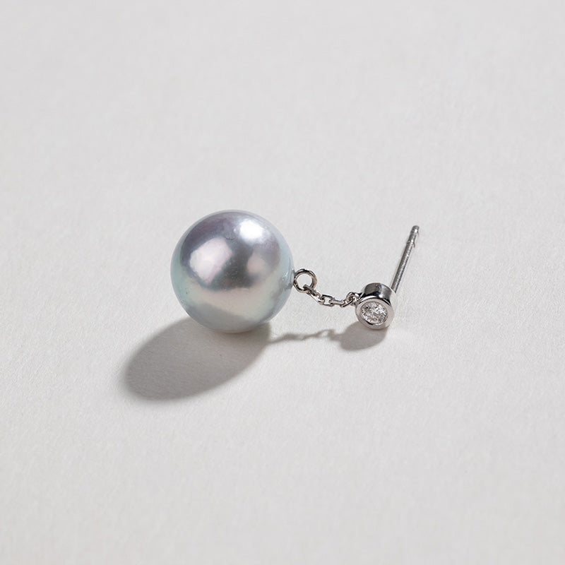 Glacier Blue Baroque Diamond 18K Gold Chain Earrings