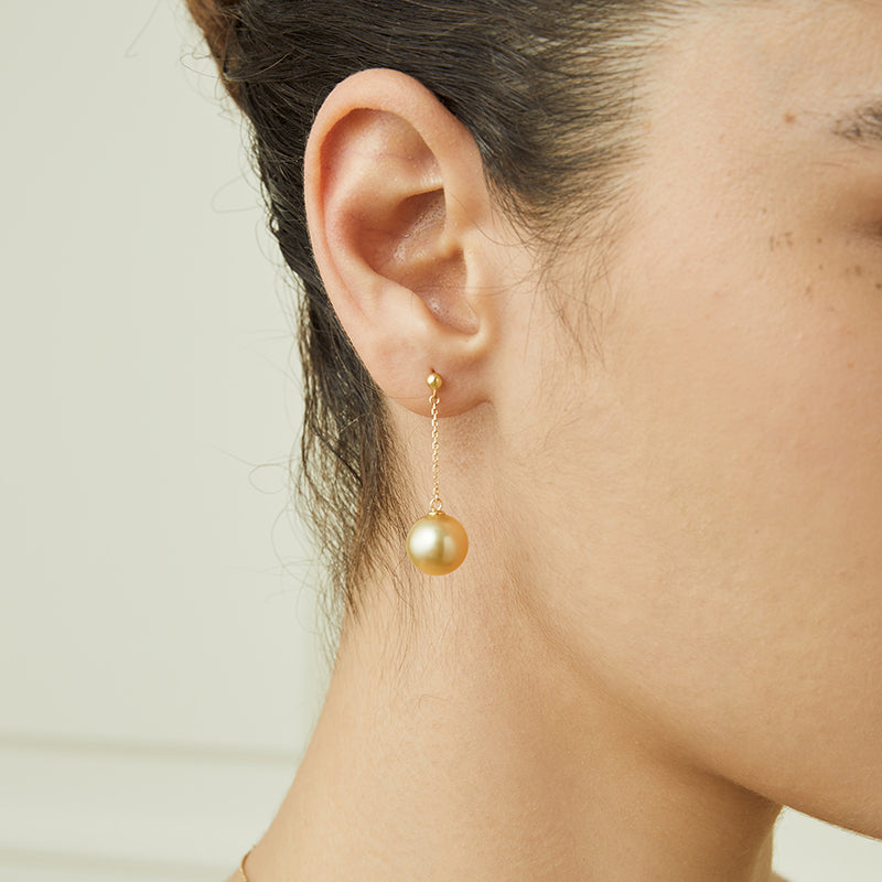 South Sea Golden Pearl 18K Gold Drop Earrings