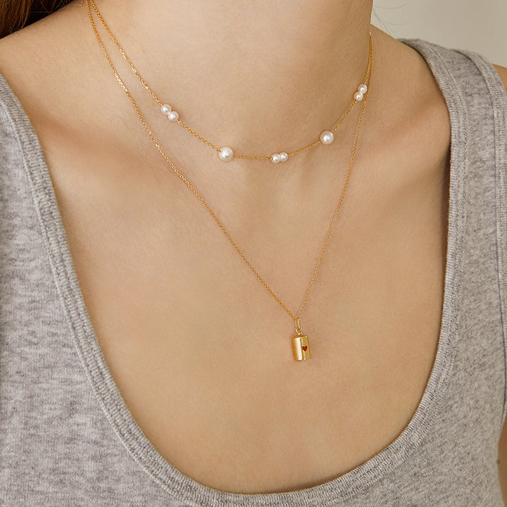 Mother-daughter Matching 18K Gold Enamel Mini Weights Necklace