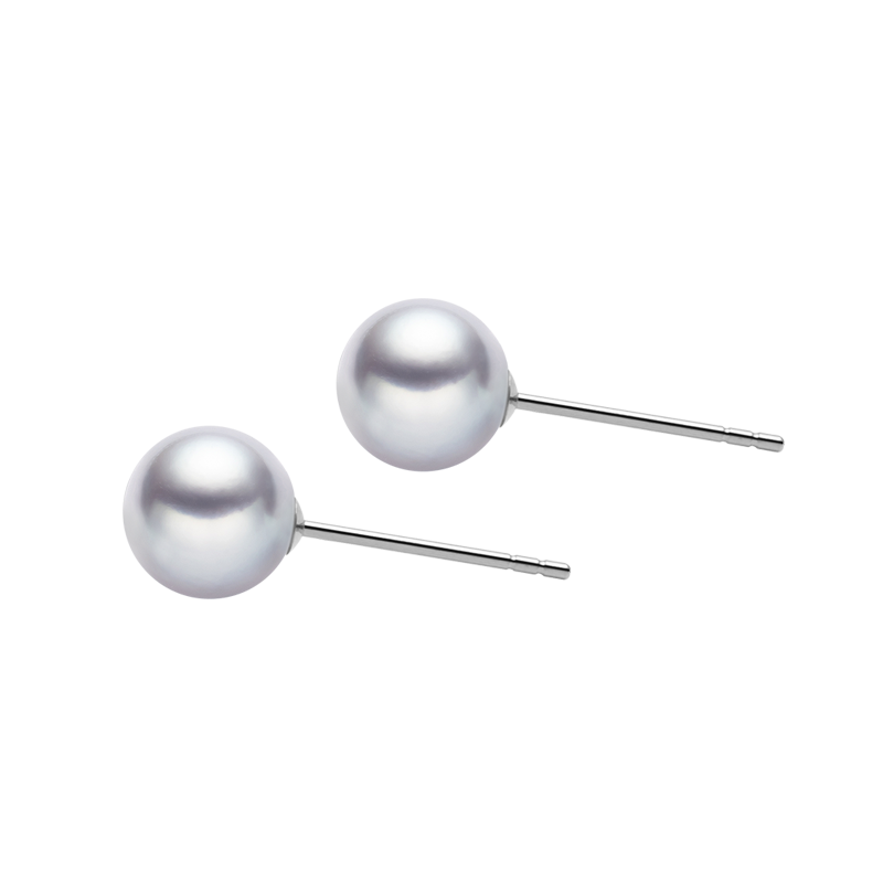 Akoya Silver Blue Pearl 18K White Gold Earrings