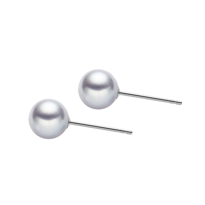 Akoya Silver Blue Pearl 18K White Gold Earrings