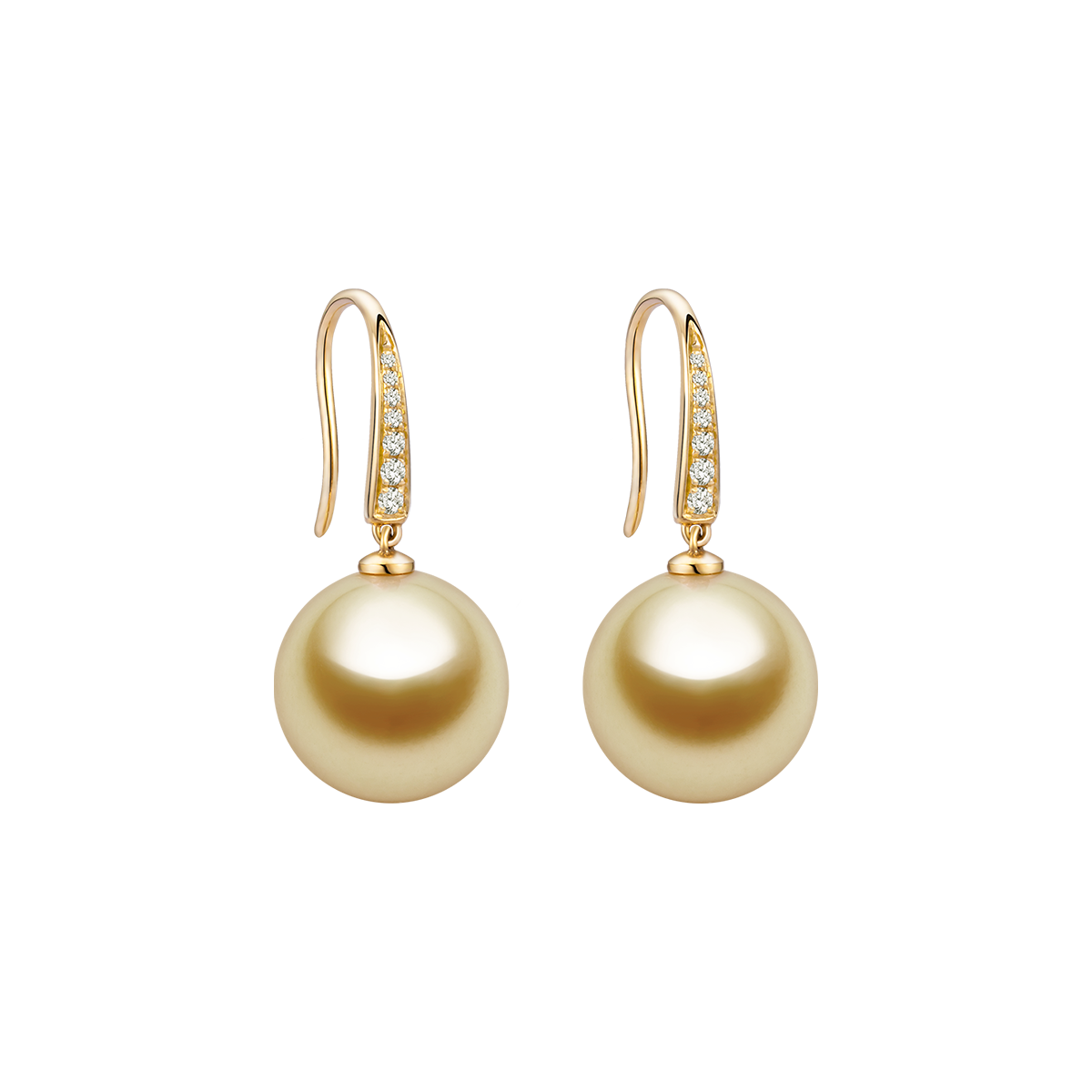 South Sea Golden Pearl 18K Diamonds French-style Ear Hook Earrings