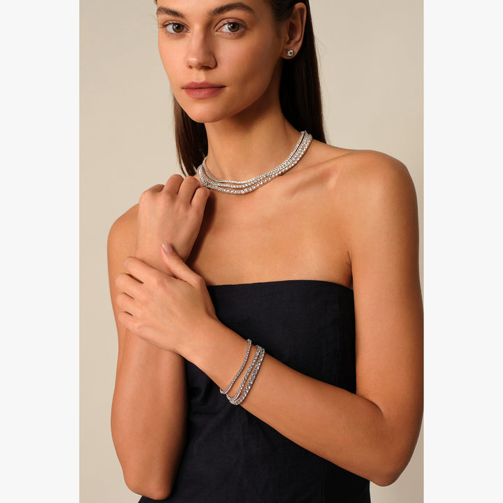 925 Sterling Silver Lab-Grown White Sapphire Tennis Bracelet