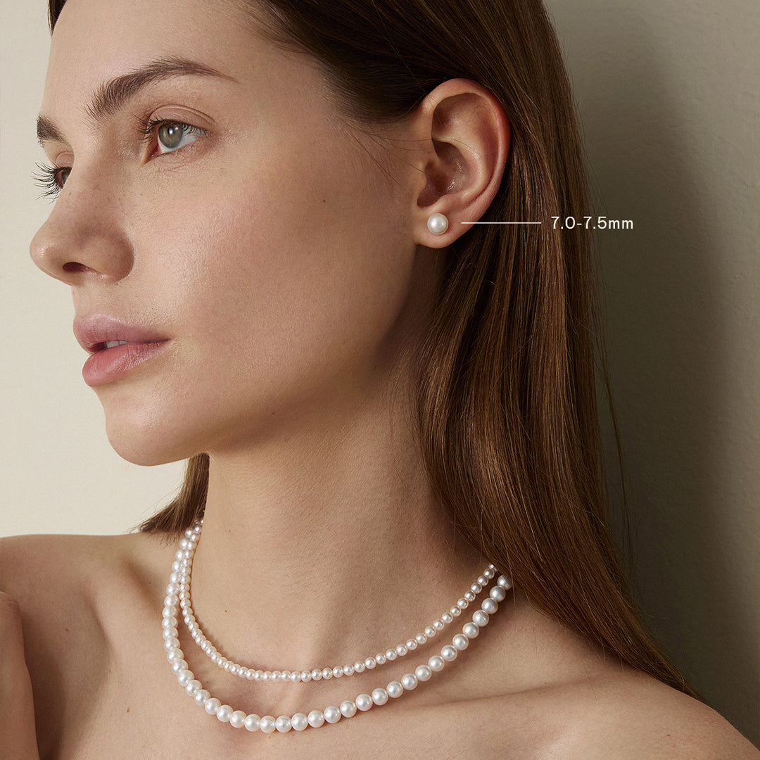 Freshwater Pearl 925 Sterling Silver Classic Studs Earrings