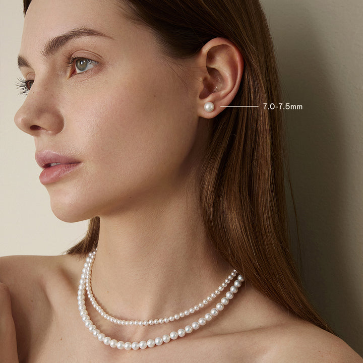 Freshwater Pearl 925 Sterling Silver Classic Studs Earrings