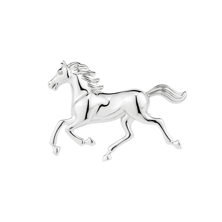 925 Sterling Silver Lab - Grown Diamond Anne's Horse Brooch - HELAS Jewelry