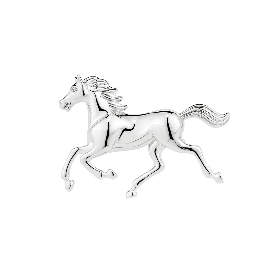 925 Sterling Silver Lab - Grown Diamond Anne's Horse Brooch - HELAS Jewelry